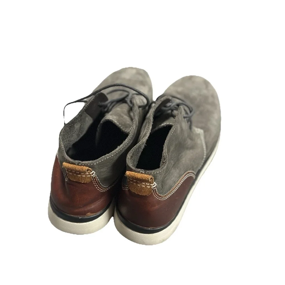 Johnston & Murphy Sheepskin Leather Boots Men's 10.5 Farley Nubuck Chukka Gray